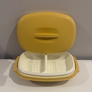 vintage Tupperware Harvest Gold Microwave Steamer
